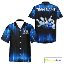 Load image into Gallery viewer, Black and Blue Bowling Hawaiian Shirt Custom Bowling Team jersey, Gift For Bowler NQS11299