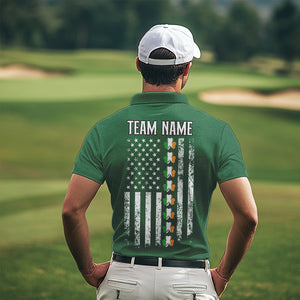 American Flag St Patrick Day Custom Men golf polo shirts, personalized golf jerseys for team | Green NQS9588