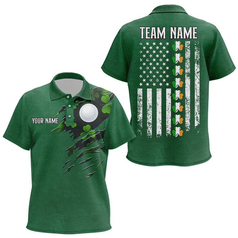 American Flag St Patrick Day Custom Kid golf polo shirt, personalized golf jerseys for team | Green NQS9588