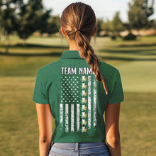 Load image into Gallery viewer, American Flag St Patrick Day Custom Women golf polo shirts, personalized golf jerseys for team | Green NQS9588