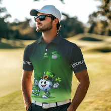 Load image into Gallery viewer, Funny Green golf ball St Patrick Day Custom Men golf polo shirts, personalized golf attire for men NQS9589