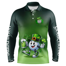 Load image into Gallery viewer, Funny Green golf ball St Patrick Day Custom Men golf polo shirts, personalized golf attire for men NQS9589