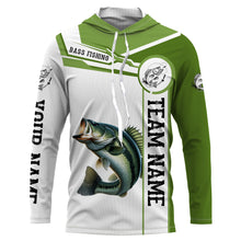 Load image into Gallery viewer, Largemouth Bass fishing clothes green Custom fishing Shirts, Long sleeve fishing shirts with hood NQS3084