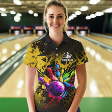 Load image into Gallery viewer, Colorful bowling jersey Polo, 1/4 Zip Shirt for Women Custom Bowling Team shirts for bowler| Yellow NQS9728