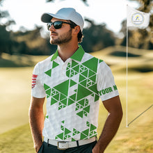 Load image into Gallery viewer, Funny Mens golf polo shirts green and white custom I was one under today, under a tree, bush, water NQS10165