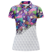 Load image into Gallery viewer, Personalized tropical colorful flamingo pattern Womens golf polo shirts custom ladies golf tops NQS5989