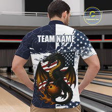 Load image into Gallery viewer, Red, White and Blue American Flag Dragon Bowling Shirts For Men Custom Patriotic Bowling Team Jersey NQS10294