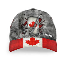 Load image into Gallery viewer, Canadian flag fish hook fishing camo Custom fishing hat Unisex Fishing Baseball Angler flag hat cap NQS8526