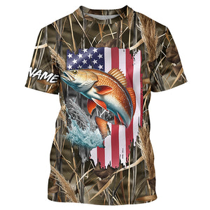 American Redfish fishing camo custom fishing shirts for men, women, kid NQS1033