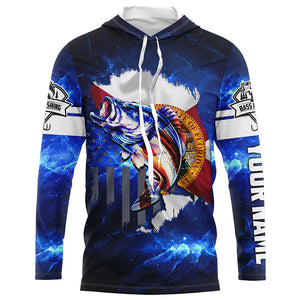 Florida Bass Fishing US blue galaxy shirts for men Custom Performance Long Sleeve fishing shirts NQS3128