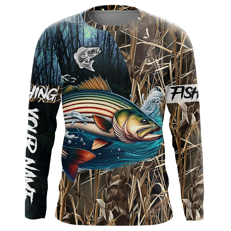 Striped Bass Fishing Customize Name 3D All Over Printed Shirts, Personalized Fishing Gift NQS308