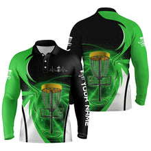 Load image into Gallery viewer, Mens disc golf polo shirt custom disc golf basket, personalized disc golf gifts | Green NQS5313