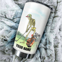 Load image into Gallery viewer, 1PC Funny Skull Golf Custom Name Tumbler Cup Yes I do have a retirement plan I plan on playing golf NQS9892