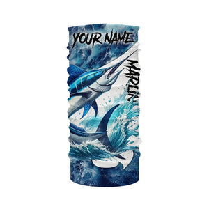 Marlin Fishing blue ocean sea wave camo Custom long sleeve performance fishing jerseys shirts NQS7887