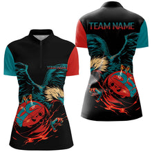 Load image into Gallery viewer, Personalized Retro Eagle Bowling Polo, 1/4 Zip Shirt for Women, Custom Team's Name Cool Bowler Jerseys NQS7892