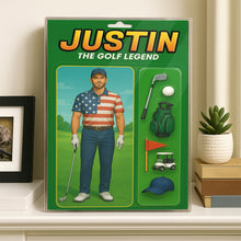 Load image into Gallery viewer, Toy box Golf Acrylic Plaque Custom Name and Face, American Flag Gift for Golfer - NQS10109