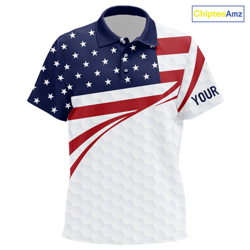 Red, White and Blue American Flag Golf polos shirts for Kid custom patriotic kid golf attire NQS10304