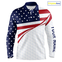 Load image into Gallery viewer, Red, White and Blue American Flag Golf polos shirts for men custom patriotic mens golf attire NQS10304