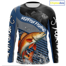 Load image into Gallery viewer, Redfish fishing Custom UV protection fishing long sleeve shirt, Redfish Fishing jerseys | Blue NQS11310