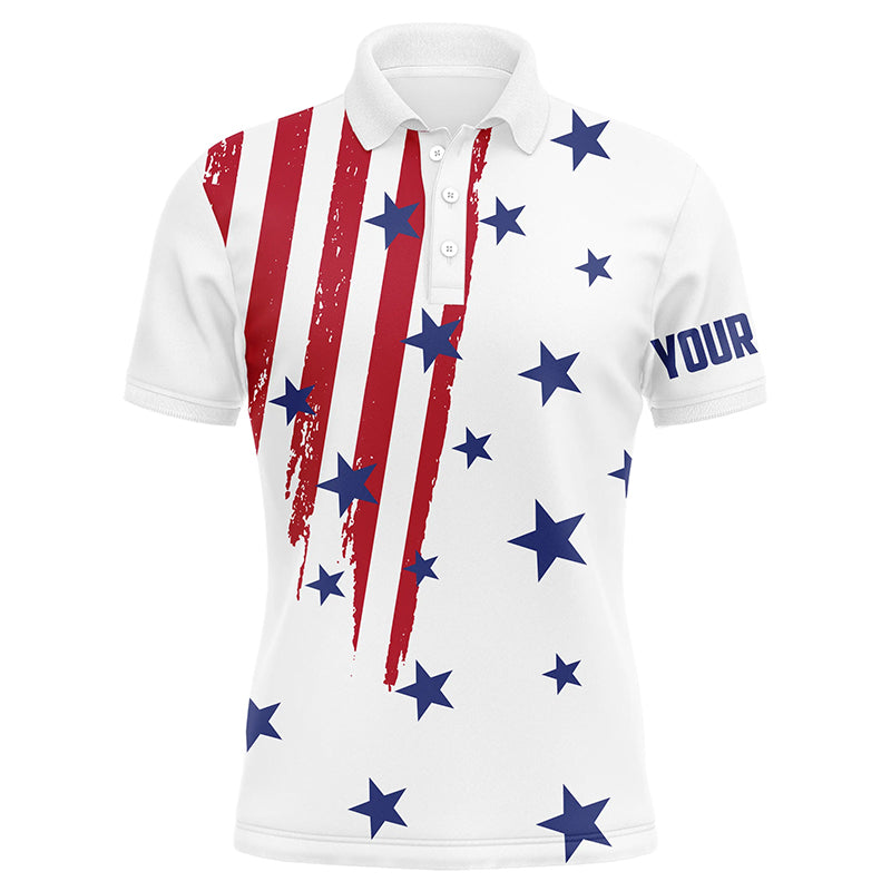 Personalized white golf polos shirts for men American flag 4th July custom patriot best men golf wears NQS5556