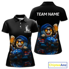 Load image into Gallery viewer, Funny American Flag Golf ball Womens golf polo shirts custom golf and beer golf apparel for ladies NQS10009