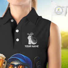 Load image into Gallery viewer, Funny American Flag Golf ball Women sleeveless polo shirts custom golf and beer ladies golf apparel NQS10009