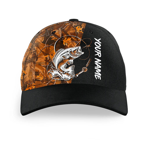 Bass Fishing Tattoo orange camo Custom orange fishing hat Unisex Fishing Baseball Angler camo hat NQS2255