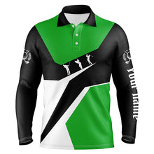 Load image into Gallery viewer, Green, white and black Mens golf polo shirts custom golf sport team polo shirts, best mens golf wear NQS6208