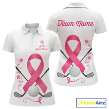Load image into Gallery viewer, Pink ribbon golf ball clubs Women polo golf shirts Custom Breast cancer awareness team golf jerseys NQS10506