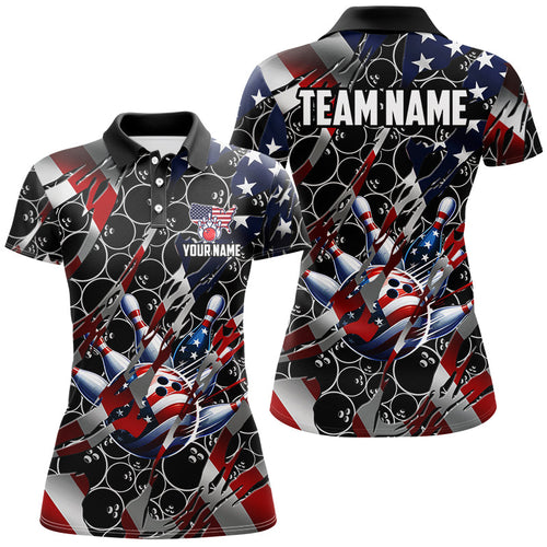 American flag black bowling camo Women bowling shirts Custom patriotic Bowling Team League Jerseys NQS8550