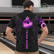 Load image into Gallery viewer, Black and Purple crown Bowling ball Polo, Quarter Zip Shirts for Men Custom Bowling Team jerseys NQS10732