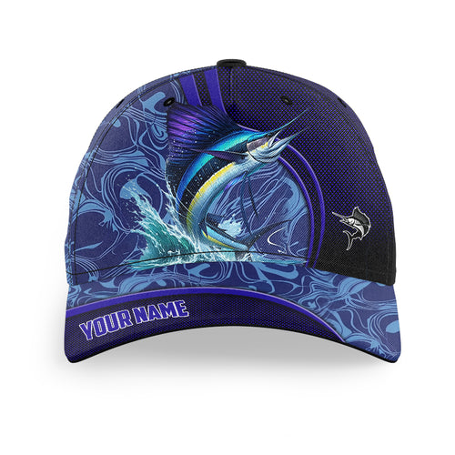 Sailfish fishing blue camo Custom fishing hat Unisex Fishing Baseball saltwater Angler fishing hat cap NQS6697