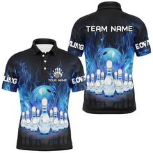 Load image into Gallery viewer, Blue Flame Bowling Shirts For Men Custom Bowling Team League Jerseys Bowling Uniform Outfits NQS8792