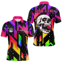 Load image into Gallery viewer, Colorful Black Skull Bowling Polo, 1/4 zip shirts for men Custom Team Bowling Jersey, gift for bowlers NQS9021