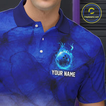 Load image into Gallery viewer, Blue and White Bowling Polo, Quarter Zip Shirt For Men Custom Team Bowling jerseys NQS11321