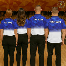 Load image into Gallery viewer, Blue and White Bowling Polo, Quarter Zip Shirt For Women Custom Team Bowling jerseys NQS11321