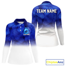 Load image into Gallery viewer, Blue and White Bowling Polo, Quarter Zip Shirt For Women Custom Team Bowling jerseys NQS11321