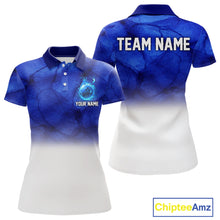 Load image into Gallery viewer, Blue and White Bowling Polo, Quarter Zip Shirt For Women Custom Team Bowling jerseys NQS11321
