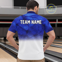 Load image into Gallery viewer, Blue and White Bowling Polo, Quarter Zip Shirt For Men Custom Team Bowling jerseys NQS11321