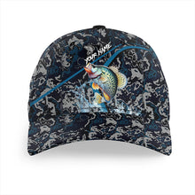 Load image into Gallery viewer, Custom Crappie Fishing Camo Baseball Angler Hat Cap, Personalized Crappie Fishing Team Hat with Names NQS9757