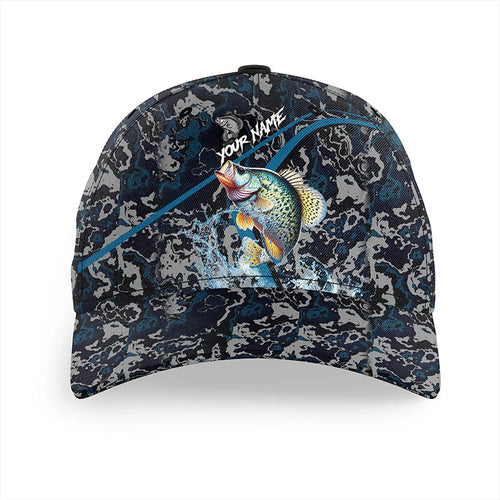 Custom Crappie Fishing Camo Baseball Angler Hat Cap, Personalized Crappie Fishing Team Hat with Names NQS9757