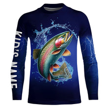 Load image into Gallery viewer, Rainbow Trout Fishing blue lightning 3D All Over printed Customized Name Fishing apparel NQS313