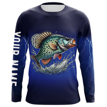 Load image into Gallery viewer, Crappie Fishing Blue lightning 3D All Over printed Customized Name UV protection fishing Shirts NQS315