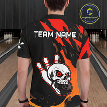 Load image into Gallery viewer, Black and Red Skull Bowling Shirts for Men Custom Team bowling jersey, gift for bowlers NQS10014