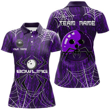Load image into Gallery viewer, Purple Camo Bowling Polo, 1/4 Quarter zip shirt Custom Spider web Halloween Women Team Bowling jerseys NQS8343