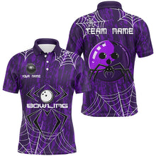 Load image into Gallery viewer, Purple Camo Bowling Polo, 1/4 Quarter zip shirts Custom Spider web Halloween Men Team Bowling jerseys NQS8343
