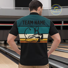 Load image into Gallery viewer, Black and Green Retro Bowling Polo, Quarter Zip Shirts for Men Custom Team Bowling League Jerseys NQS10744