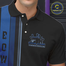 Load image into Gallery viewer, Black and Blue Retro Bowling Polo, Quarter Zip Shirts for Men Custom Team Bowling League Jerseys NQS10746