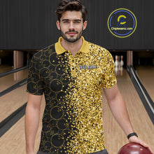 Load image into Gallery viewer, Black Camo and Gold glitter Bowling Shirts For Men Custom bowling jersey gift for bowlers NQS10938