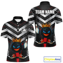 Load image into Gallery viewer, Funny Bowling Shirts Black and Silver Metal Team Bowling Polo, 1/4 Zip Shirts Custom bowling gifts NQS10942